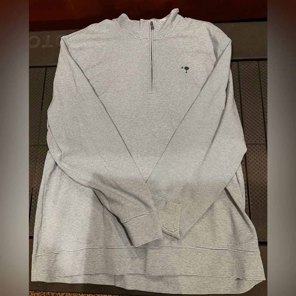 Vineyard Vines Men's White & Navy Striped Zip Pullover